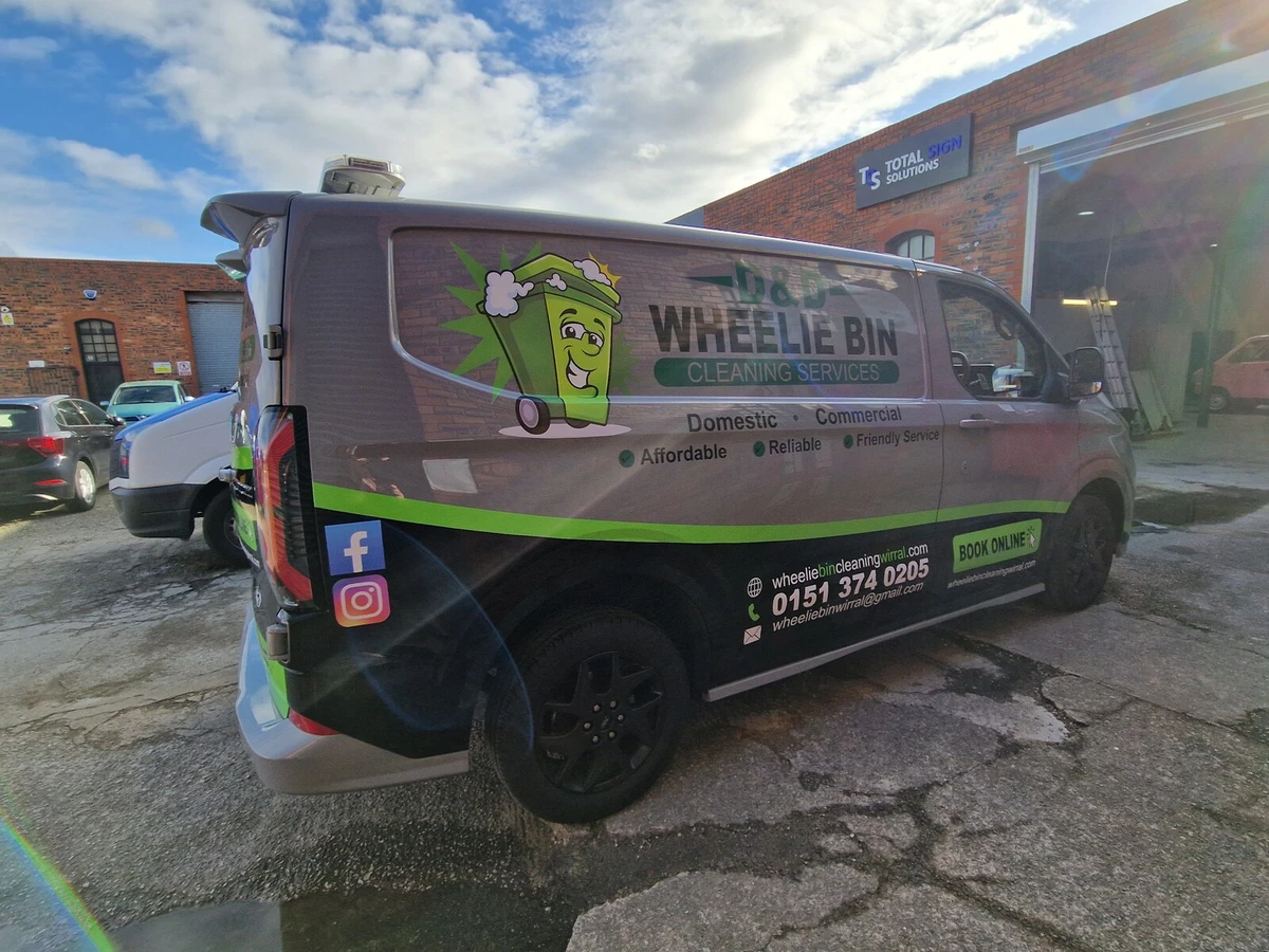 D&D Wheelie Bin Cleaning Services Ford Transit Custom van graphics fitted by Total Sign Solutions